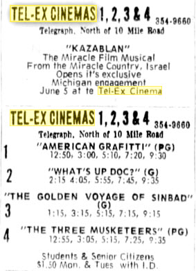 Tel-Ex Cinemas - AD FROM JUNE 3 1974